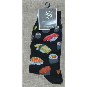 Sock Smith Socks Mens Black Sushi‎  Novelty Print Size 9-12